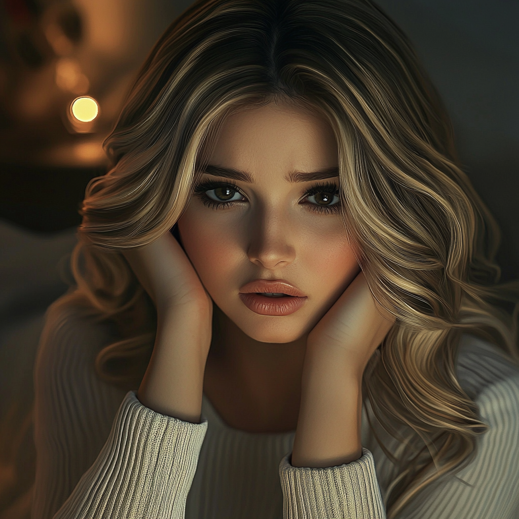 A disheartened young lady | Source: Midjourney