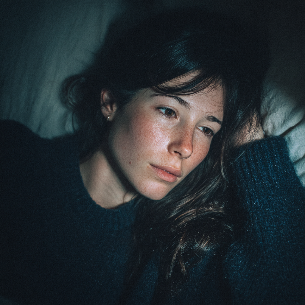 A woman laying in her bed | Source: Midjourney