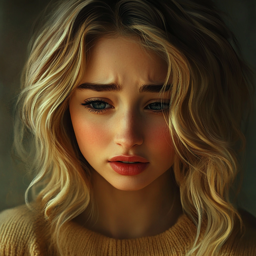 A sad young lady | Source: Midjourney