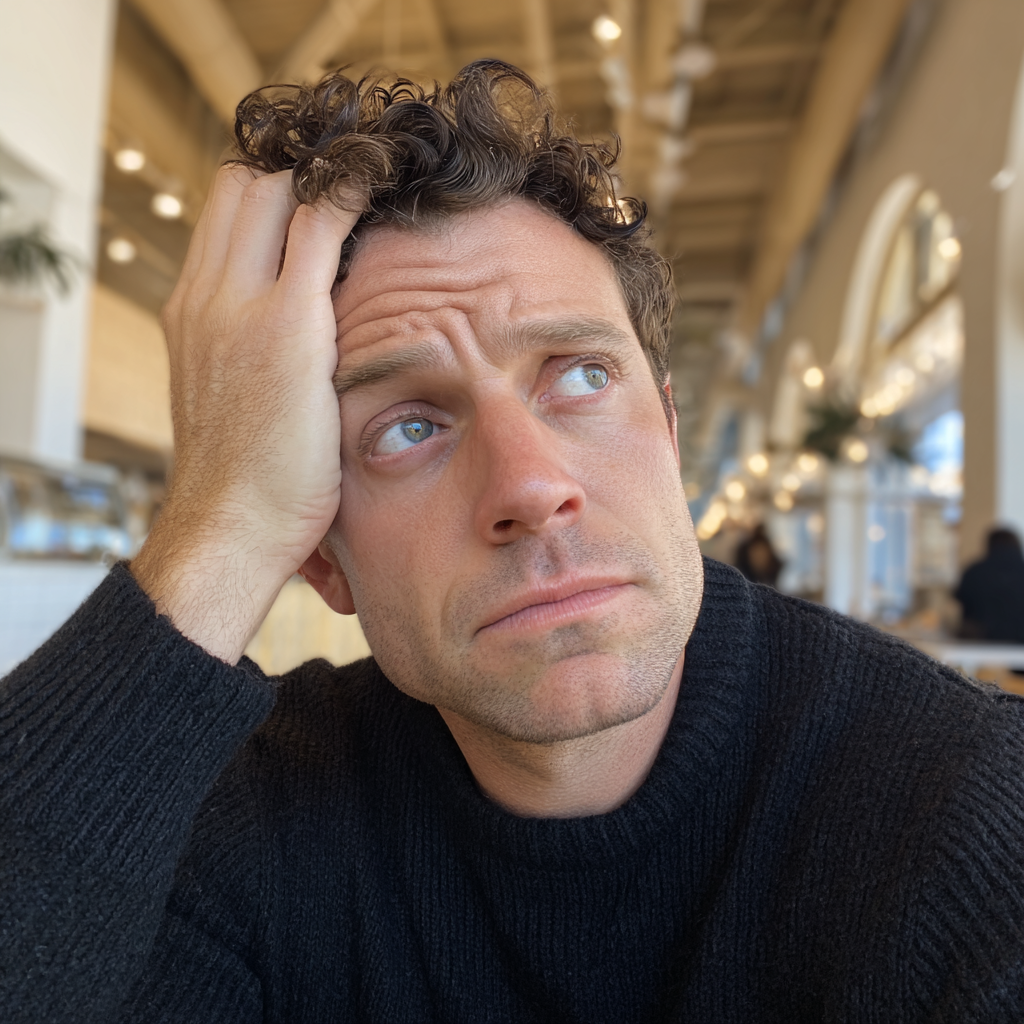 An upset man with his hand on his head | Source: Midjourney