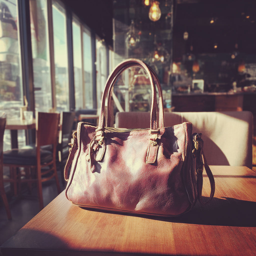 A brown handbag on a table | Source: Midjourney